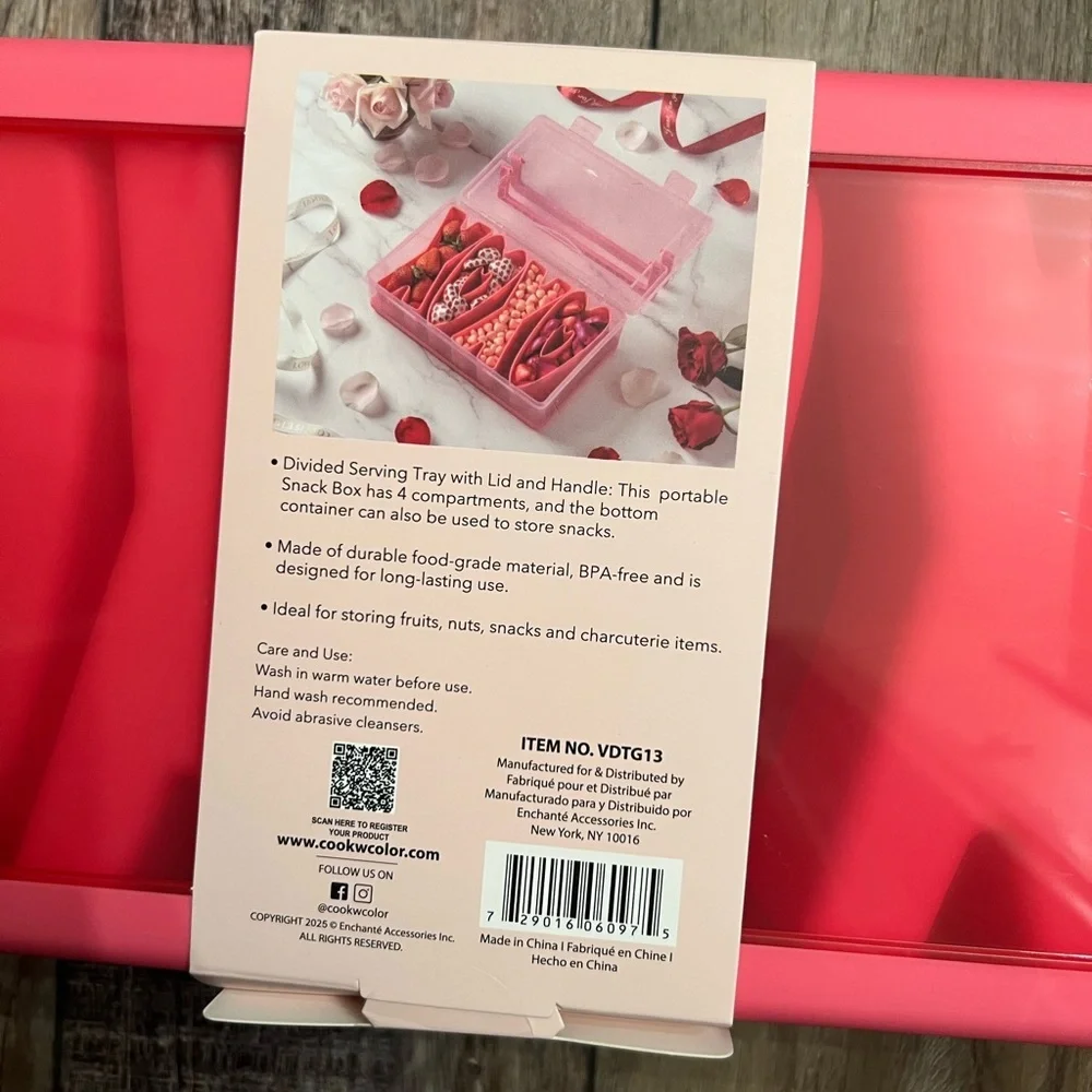 NEW CWC Cook With Color Pink Clear Food Storage Snack Box One Size